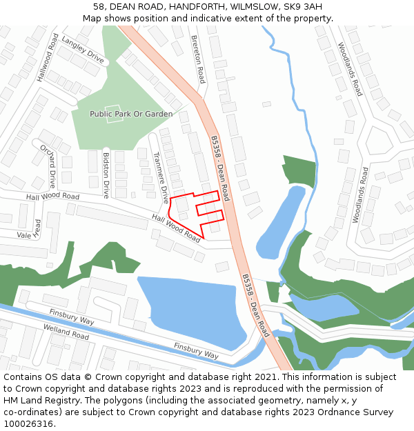 58, DEAN ROAD, HANDFORTH, WILMSLOW, SK9 3AH: Location map and indicative extent of plot