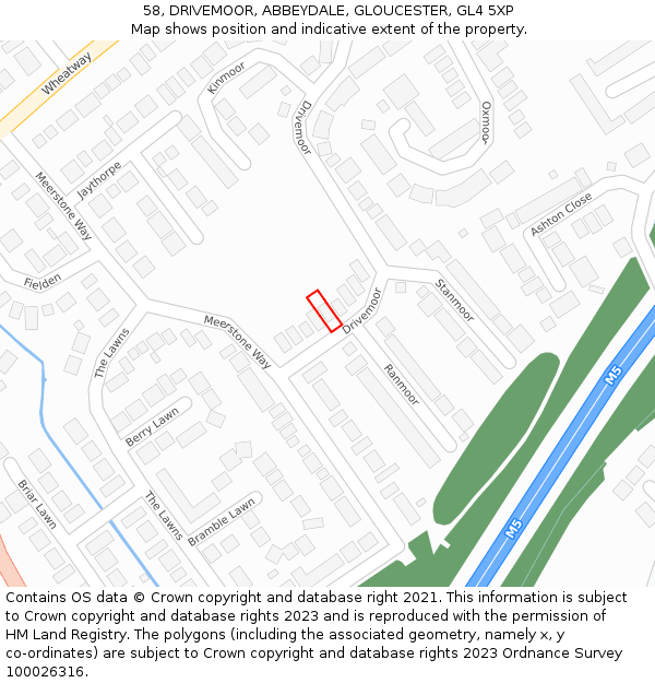 58, DRIVEMOOR, ABBEYDALE, GLOUCESTER, GL4 5XP: Location map and indicative extent of plot