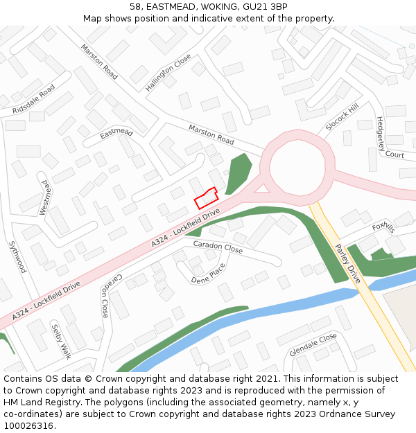 58, EASTMEAD, WOKING, GU21 3BP: Location map and indicative extent of plot