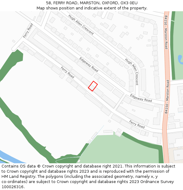 58, FERRY ROAD, MARSTON, OXFORD, OX3 0EU: Location map and indicative extent of plot