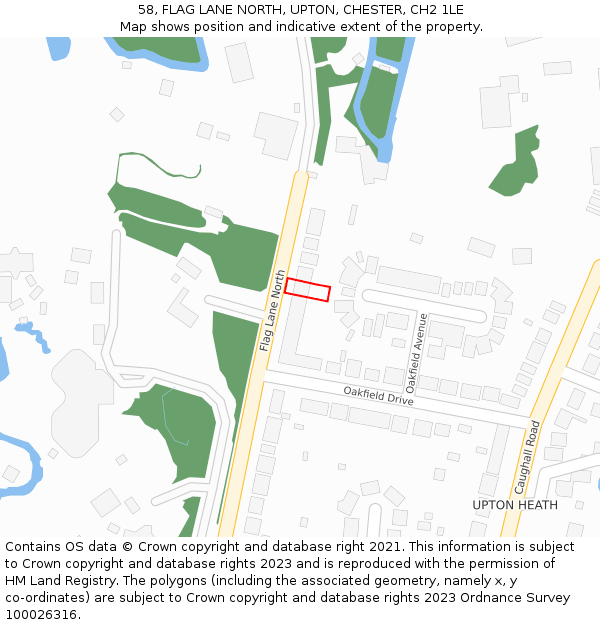 58, FLAG LANE NORTH, UPTON, CHESTER, CH2 1LE: Location map and indicative extent of plot