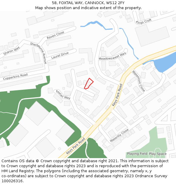 58, FOXTAIL WAY, CANNOCK, WS12 2FY: Location map and indicative extent of plot