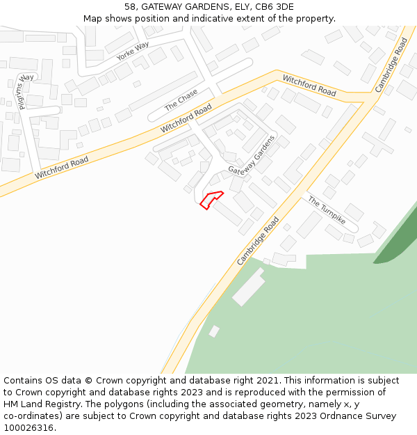 58, GATEWAY GARDENS, ELY, CB6 3DE: Location map and indicative extent of plot