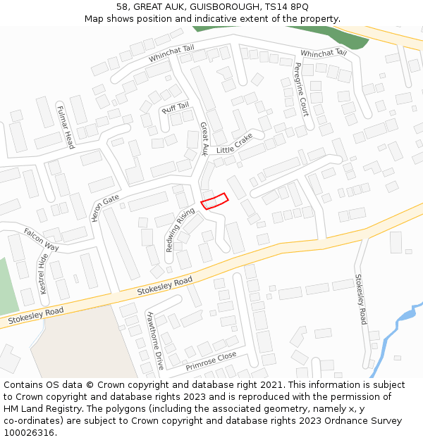 58, GREAT AUK, GUISBOROUGH, TS14 8PQ: Location map and indicative extent of plot