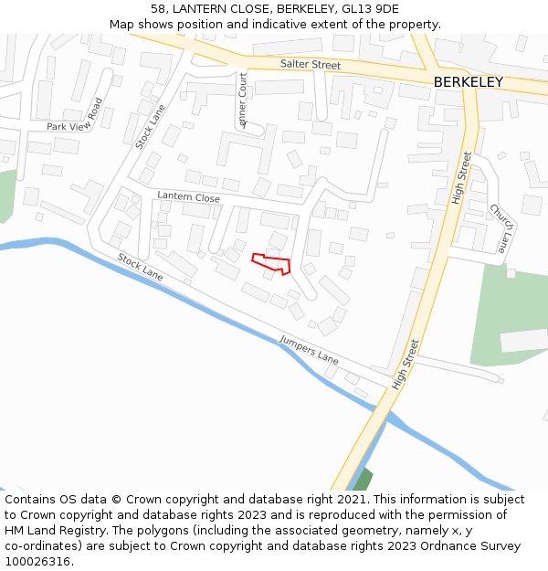 58, LANTERN CLOSE, BERKELEY, GL13 9DE: Location map and indicative extent of plot
