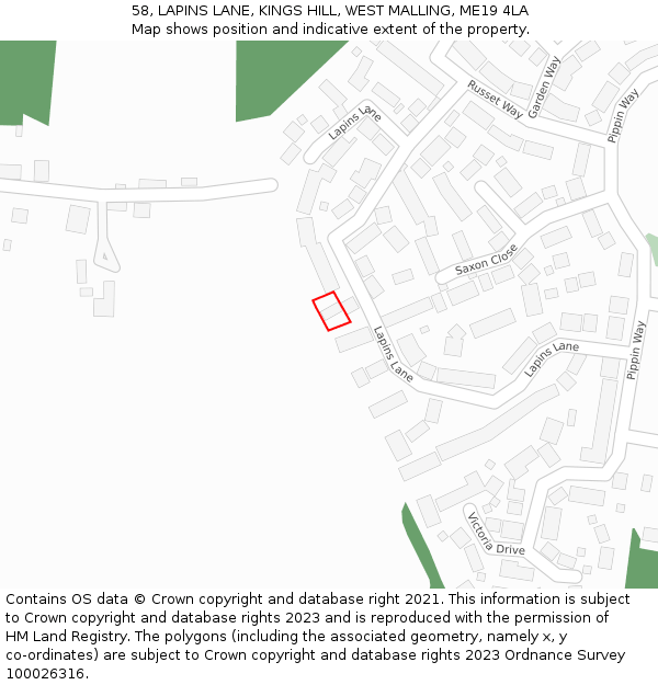 58, LAPINS LANE, KINGS HILL, WEST MALLING, ME19 4LA: Location map and indicative extent of plot