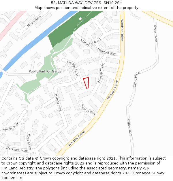 58, MATILDA WAY, DEVIZES, SN10 2SH: Location map and indicative extent of plot