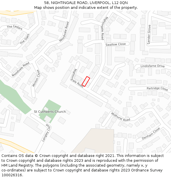 58, NIGHTINGALE ROAD, LIVERPOOL, L12 0QN: Location map and indicative extent of plot