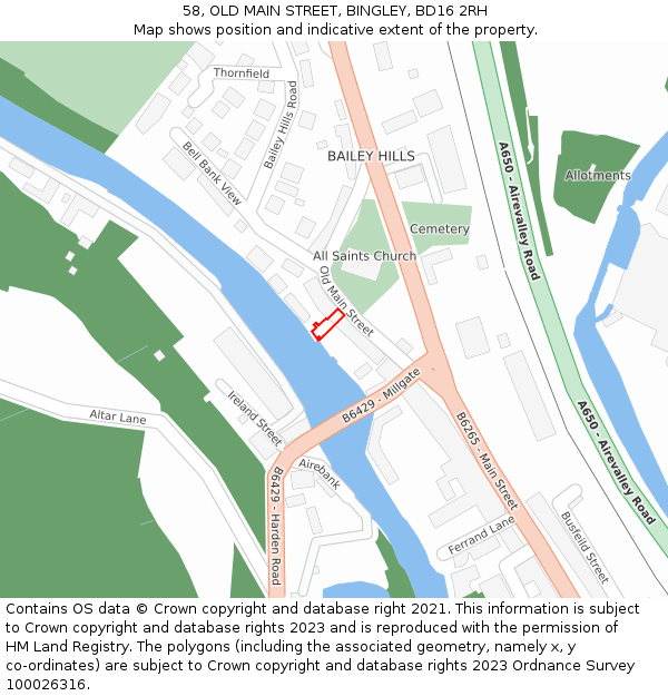 58, OLD MAIN STREET, BINGLEY, BD16 2RH: Location map and indicative extent of plot