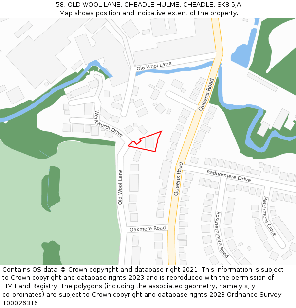 58, OLD WOOL LANE, CHEADLE HULME, CHEADLE, SK8 5JA: Location map and indicative extent of plot
