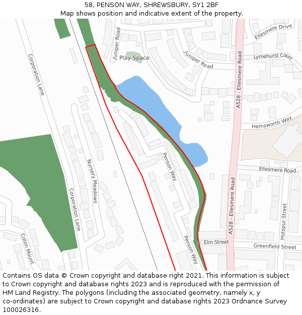 58, PENSON WAY, SHREWSBURY, SY1 2BF: Location map and indicative extent of plot