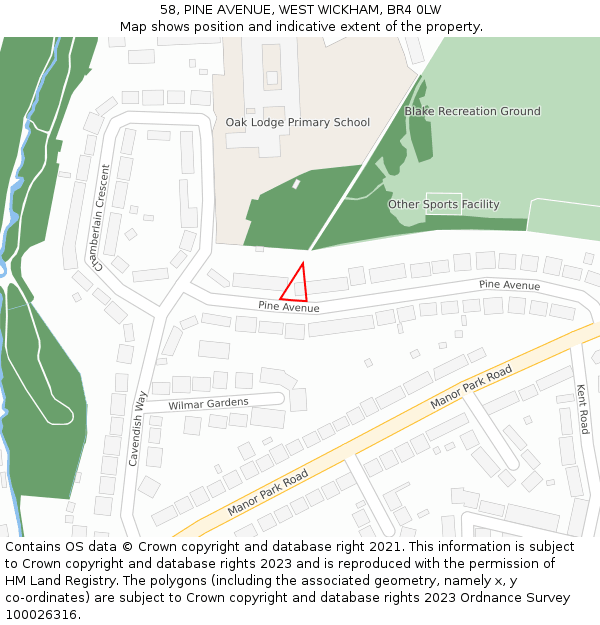 58, PINE AVENUE, WEST WICKHAM, BR4 0LW: Location map and indicative extent of plot