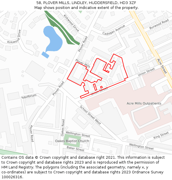 58, PLOVER MILLS, LINDLEY, HUDDERSFIELD, HD3 3ZF: Location map and indicative extent of plot