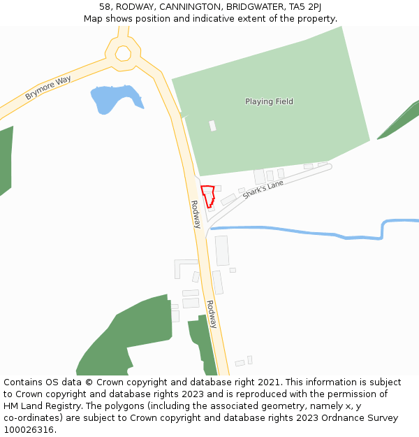 58, RODWAY, CANNINGTON, BRIDGWATER, TA5 2PJ: Location map and indicative extent of plot