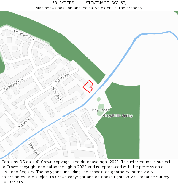 58, RYDERS HILL, STEVENAGE, SG1 6BJ: Location map and indicative extent of plot