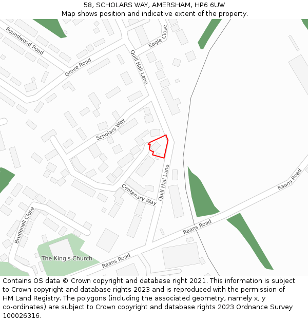 58, SCHOLARS WAY, AMERSHAM, HP6 6UW: Location map and indicative extent of plot