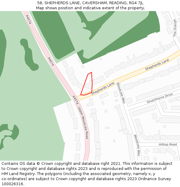 58, SHEPHERDS LANE, CAVERSHAM, READING, RG4 7JL: Location map and indicative extent of plot
