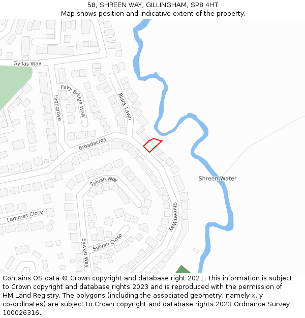 58, SHREEN WAY, GILLINGHAM, SP8 4HT: Location map and indicative extent of plot