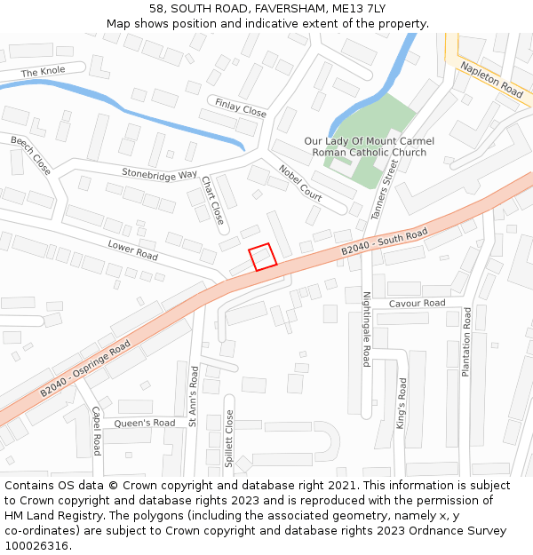 58, SOUTH ROAD, FAVERSHAM, ME13 7LY: Location map and indicative extent of plot