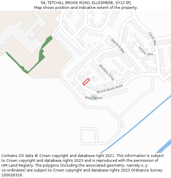 58, TETCHILL BROOK ROAD, ELLESMERE, SY12 0FJ: Location map and indicative extent of plot