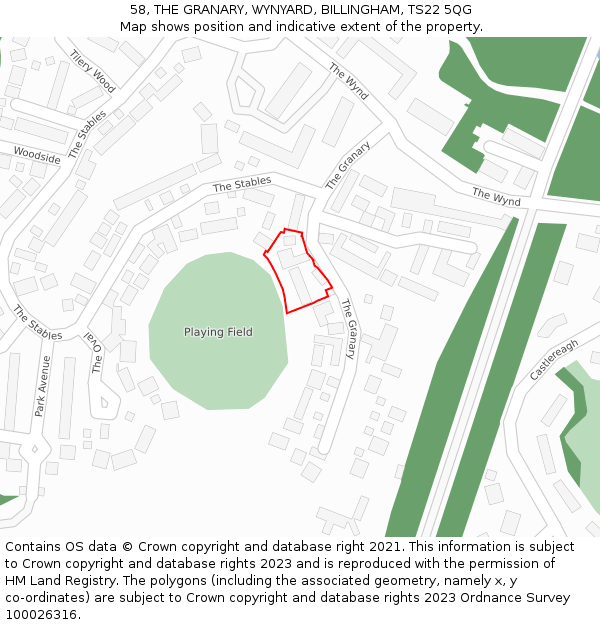 58, THE GRANARY, WYNYARD, BILLINGHAM, TS22 5QG: Location map and indicative extent of plot