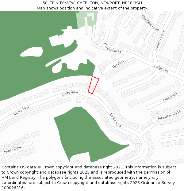 58, TRINITY VIEW, CAERLEON, NEWPORT, NP18 3SU: Location map and indicative extent of plot