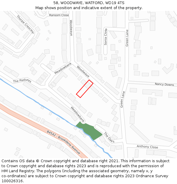 58, WOODWAYE, WATFORD, WD19 4TS: Location map and indicative extent of plot