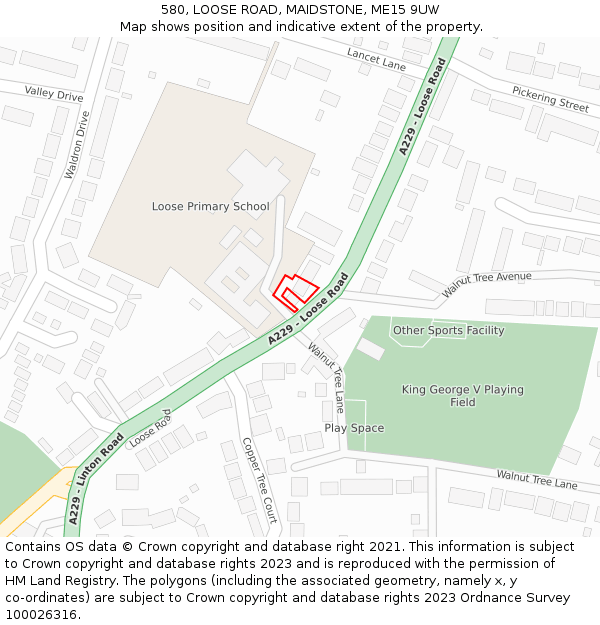580, LOOSE ROAD, MAIDSTONE, ME15 9UW: Location map and indicative extent of plot