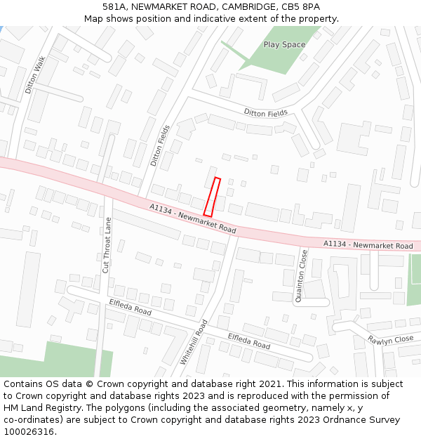 581A, NEWMARKET ROAD, CAMBRIDGE, CB5 8PA: Location map and indicative extent of plot