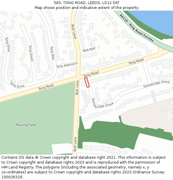 583, TONG ROAD, LEEDS, LS12 5AT: Location map and indicative extent of plot