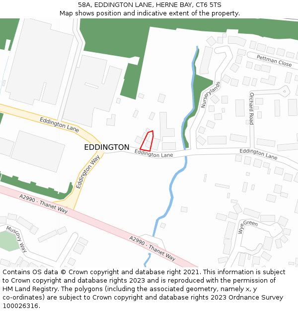 58A, EDDINGTON LANE, HERNE BAY, CT6 5TS: Location map and indicative extent of plot