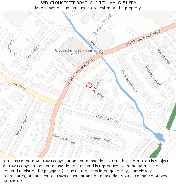 58B, GLOUCESTER ROAD, CHELTENHAM, GL51 8PA: Location map and indicative extent of plot