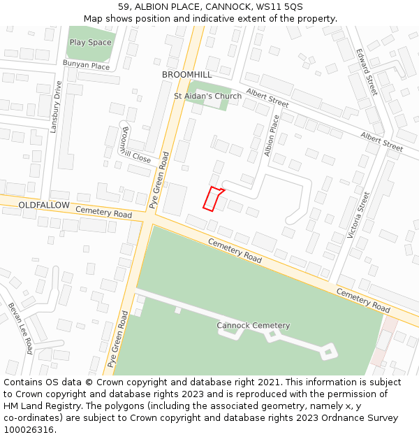 59, ALBION PLACE, CANNOCK, WS11 5QS: Location map and indicative extent of plot