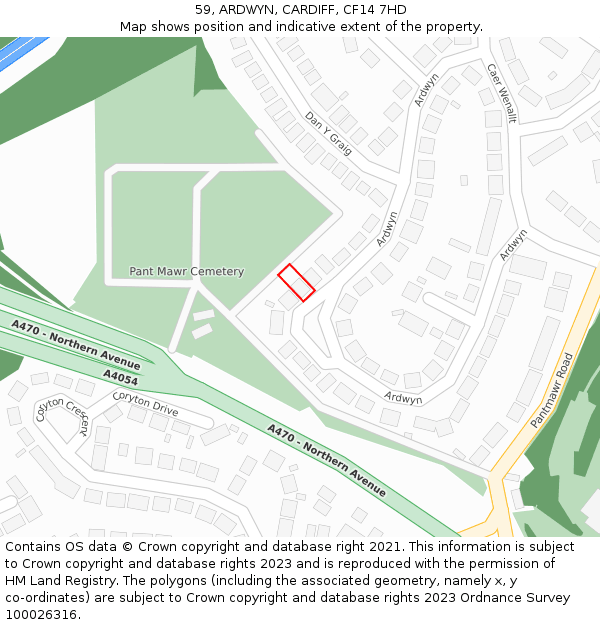 59, ARDWYN, CARDIFF, CF14 7HD: Location map and indicative extent of plot