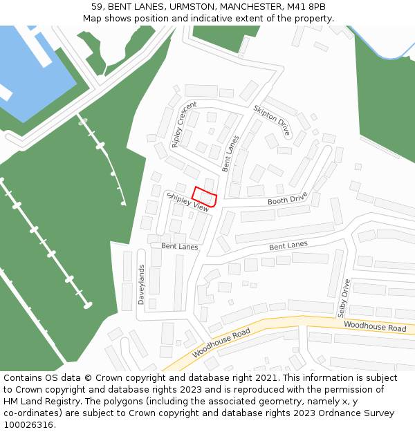 59, BENT LANES, URMSTON, MANCHESTER, M41 8PB: Location map and indicative extent of plot