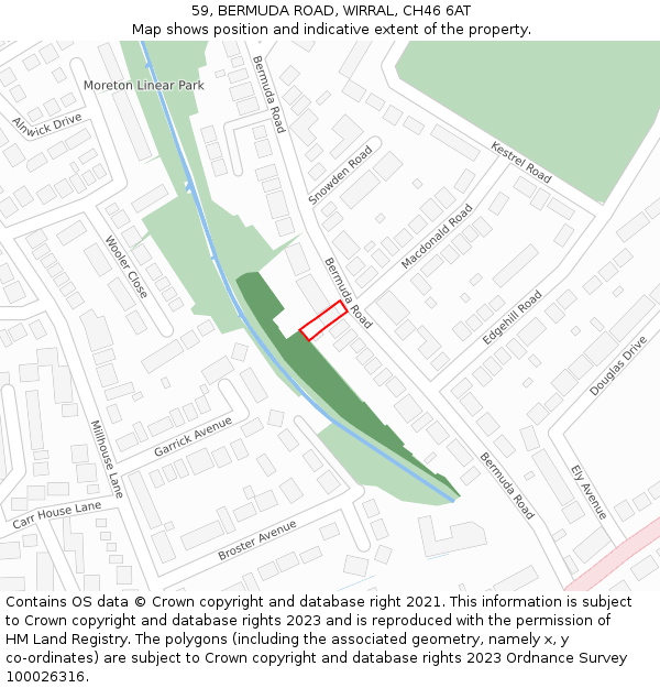 59, BERMUDA ROAD, WIRRAL, CH46 6AT: Location map and indicative extent of plot