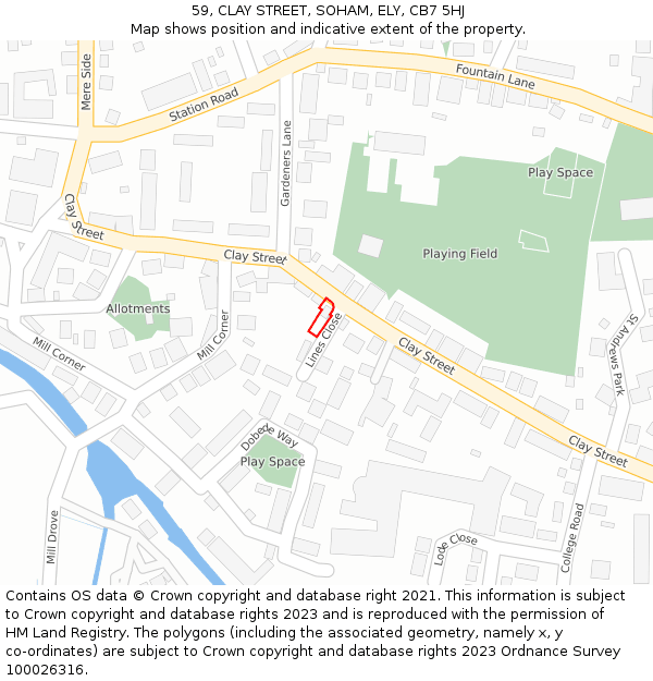 59, CLAY STREET, SOHAM, ELY, CB7 5HJ: Location map and indicative extent of plot