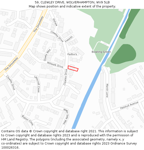 59, CLEWLEY DRIVE, WOLVERHAMPTON, WV9 5LB: Location map and indicative extent of plot