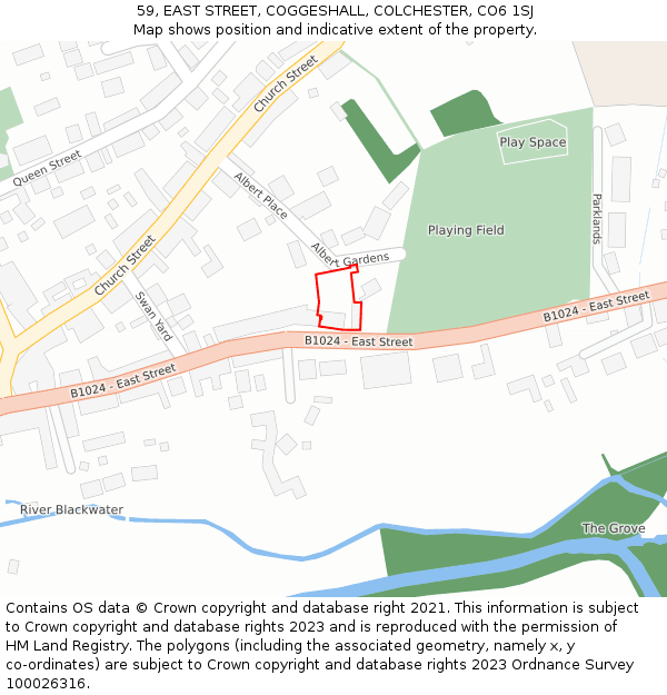 59, EAST STREET, COGGESHALL, COLCHESTER, CO6 1SJ: Location map and indicative extent of plot