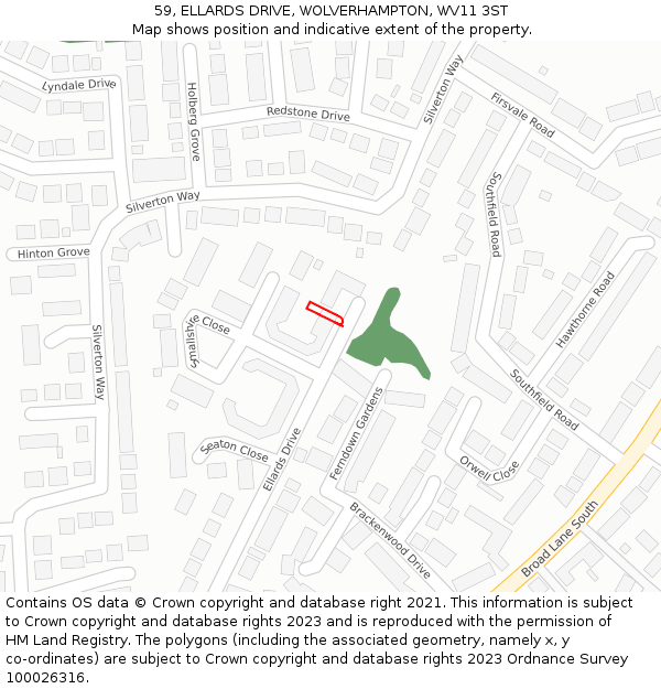 59, ELLARDS DRIVE, WOLVERHAMPTON, WV11 3ST: Location map and indicative extent of plot