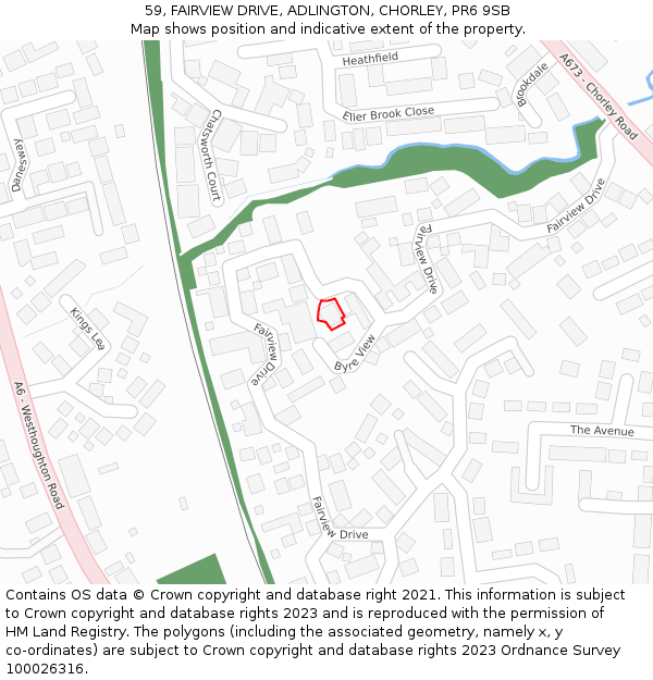 59, FAIRVIEW DRIVE, ADLINGTON, CHORLEY, PR6 9SB: Location map and indicative extent of plot