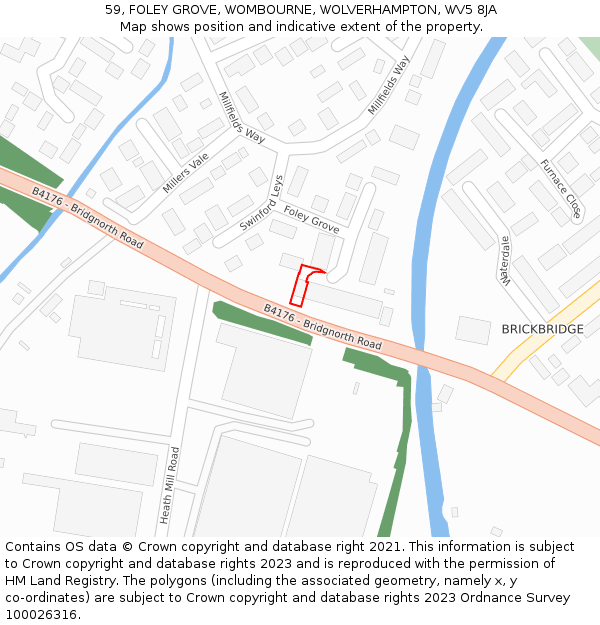 59, FOLEY GROVE, WOMBOURNE, WOLVERHAMPTON, WV5 8JA: Location map and indicative extent of plot