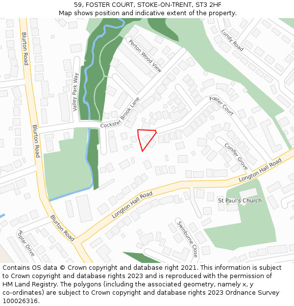 59, FOSTER COURT, STOKE-ON-TRENT, ST3 2HF: Location map and indicative extent of plot