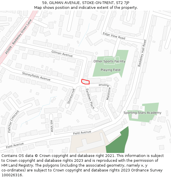 59, GILMAN AVENUE, STOKE-ON-TRENT, ST2 7JP: Location map and indicative extent of plot