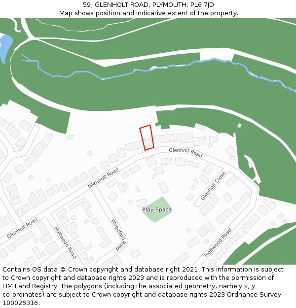 59, GLENHOLT ROAD, PLYMOUTH, PL6 7JD: Location map and indicative extent of plot