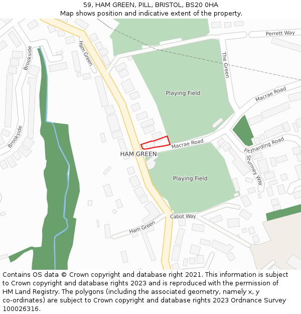 59, HAM GREEN, PILL, BRISTOL, BS20 0HA: Location map and indicative extent of plot