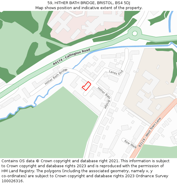 59, HITHER BATH BRIDGE, BRISTOL, BS4 5DJ: Location map and indicative extent of plot