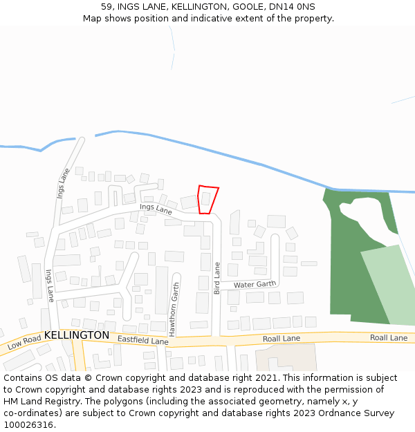 59, INGS LANE, KELLINGTON, GOOLE, DN14 0NS: Location map and indicative extent of plot