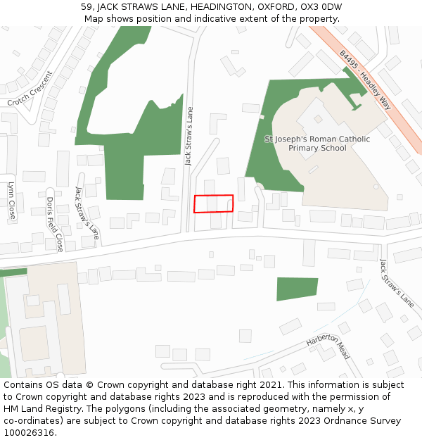 59, JACK STRAWS LANE, HEADINGTON, OXFORD, OX3 0DW: Location map and indicative extent of plot