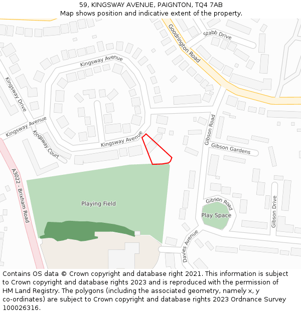 59, KINGSWAY AVENUE, PAIGNTON, TQ4 7AB: Location map and indicative extent of plot